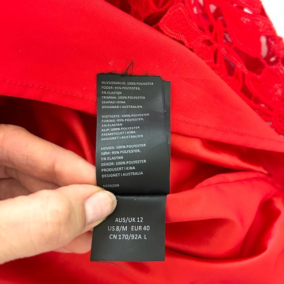 Bardot Sonya Lace Dress in Fire Red - Picture 10 of 13